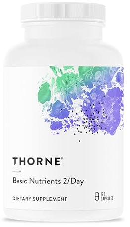 THORNE - Basic Nutrients 2/Day - Comprehensive Daily Multivitamin with Optimal Bioavailability - Vitamin and Mineral Formula - Gluten, Dairy & Soy-Free - 120 Capsules - 60 Servings