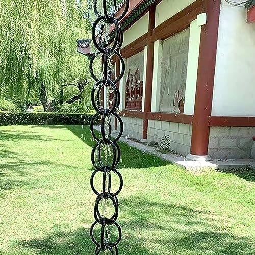 Regnkedjor Med Dubbla Ringar För Ersättning Av Stuprör Till Stuprör, Regnfångskedjor För Temple Villa-Taket, Funktionella Och Dekorativa Hängande Regnklockor,1-300cm (10ft)