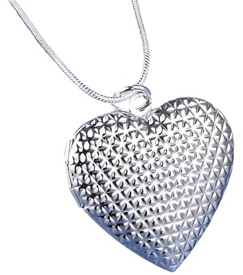 Collana con medaglione a cuore in argento sterling 925 da donna, collana con ciondolo classico con cornice per foto, immagine che contiene immagini
