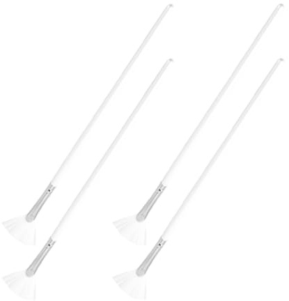 OSALADI 4 Pinceles de Abanico Mango Largo para Mascarillas Faciales, Cepillos Suaves para Tratamientos Faciales, Aplicadores para Sueros y Cremas, Herramientas Cosméticas para Mujer