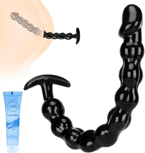 Chaîne Anale 14 Pouces 35,6cm 10 Boules Progressives TPE Sain Corps - Plug Anal Entraînement Débutant avec Base T Évasée, Masseur de Prostate Confortable pour Homme Adulte