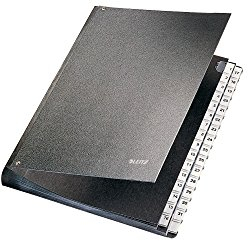 Leitz Pultordner, A4, 31 Fächer, 31 Plastik-Zahlen-Taben, 6 Sichtlöcher, Schwarze Hartpappe, Schwarz, 58310095
