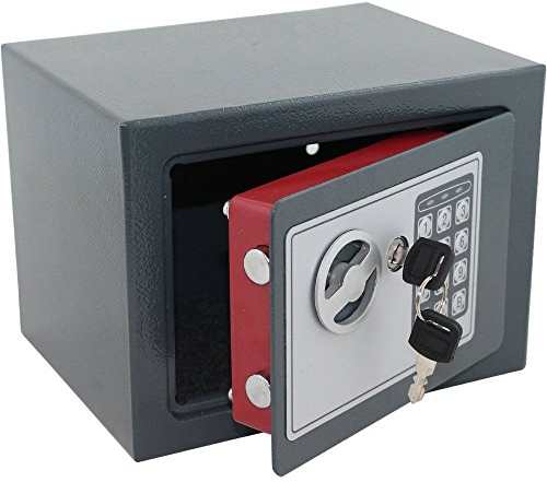 Safe Tresor elektronisch Minisafe Wandtresor Wandsafe Schranktresor Geldschrank Möbeltresor Geldsafe Grau
