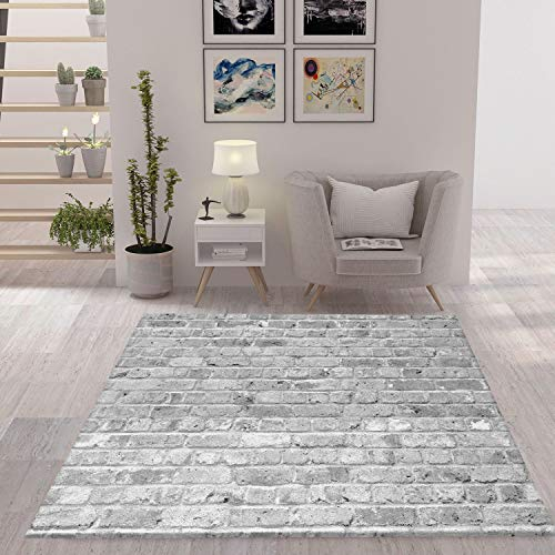 VIMODA Teppich Stein Optik Mauer Strapazierfähig in Grau, Maße:160 x 230 cm