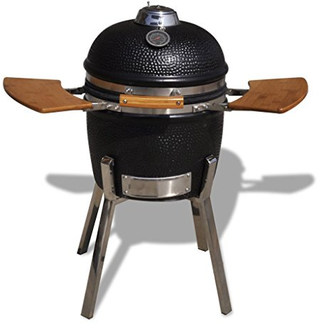 Festnight Grill BBQ Smoker Räucherofen Keramik Holzkohlengrill Camping Outdoor Barbecue-Grillofen 81 cm Höhe Schwarz