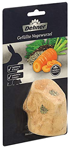 Dehner Premium Nagersnack, gefüllte Nagewurzel 100 % natürlich, für Zwergkaninchen / Nager, Buche / Kräuter / Gemüse, 80 g