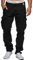 Indicode Herren William Cargohose aus Baumwolle m. 7 Taschen inkl. Gürtel | Lange Regular Fit Cargo Hose Baumwollhose Freizeithose Wanderhose Trekkinghose Outdoorhose für Männer Schwarz XL