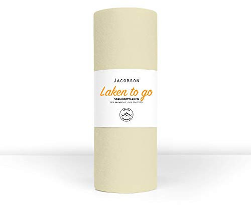 Jacobson Laken to GO Spannbettlaken Jersey Spannbetttücher Bettlaken 50% Baumwolle 50% Polyester (120x200-130x200cm 1er Set, Natur)