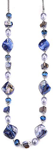 Collana lunga da donna con perle in stile boho, in argento, per anniversario di matrimonio, gioiello alla moda, Resina Vetro Perla