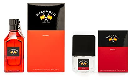 SPAGNOLO - Sport 75 ml + 30 ml, Perfume para Hombre, Pack 2 Unidades, Eau de Toilette Masculina, Aroma Fresco y de Larga Duración, Enérgica y Natural