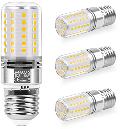 SanGlory LED-Leuchtmittel E27, warmes Licht 10 W, 1050 Lumen, 3000 K, nicht dimmbar, 4 Stück