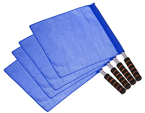 PATIKIL Referee Flag, 4 Pack Stainless Steel Pole Sponge Handle for Football Soccer Track and Field Sports Linesman Command Hand Signal, Blue