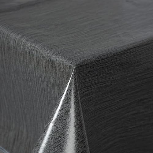 Home Produktbild Wachstuch Tischdecke Gartentischdecke Maldecke Basteldecke PVC abwaschbar Tischwäsche einfarbig mit Leinenstruktur Baku (Grau, 160 cm rund)