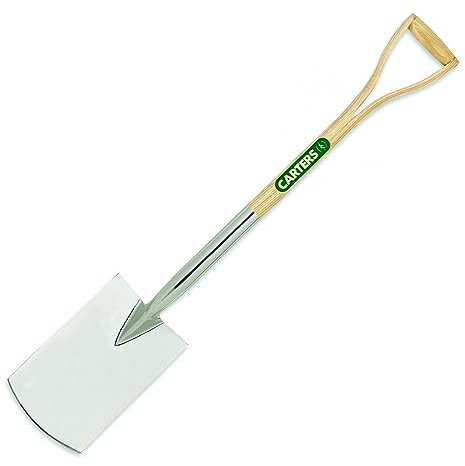 CARTERS - SSGSWY - Treaded Stainless Steel Garden Digging Spade c/w Ash Split Wood YD Handle for Comfortable Grip - Handle Stainless Steel - Durable and Rust-Resistant - Gardening Tools, Accessories