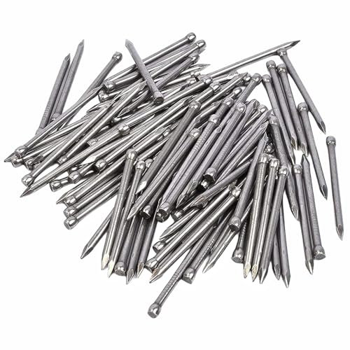 Yajumgato 120-130 Pcs Oval Steel Nails Carbon Steel Panel Bright Finish Round Lost Head Nails Pins Hand Drive 35 mm/1.38 Inch Lost Head Nail