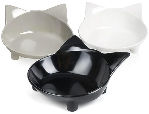 3er Set Futternapf Katze, Katzennapf & Futterschüssel Katze – Futterset für Katzen & Kleintiere; beugt Whisker-Müdigkeit & Tropfen vor, geeignet für Wasser, Nass- & Trockenfutter