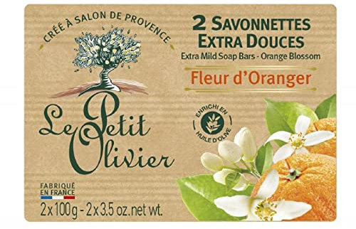 LE PETIT OLIVIER Savonnettes Extra Douces Fleur DOranger 200G - Savon naturel pour une peau douce et nourrie - Lot De 4