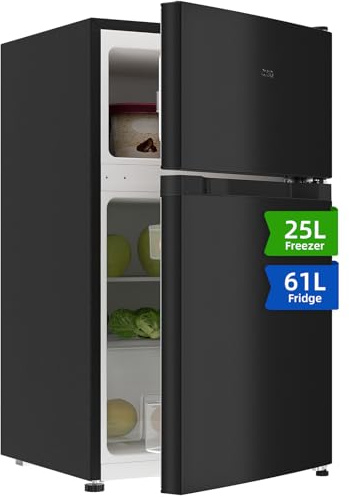 CHiQ Under Counter Fridge Freezer, 86L, E, 4 Star Freezing, Small Fridge for Dorm, Apartment, Office, 12-Year Compressor Service