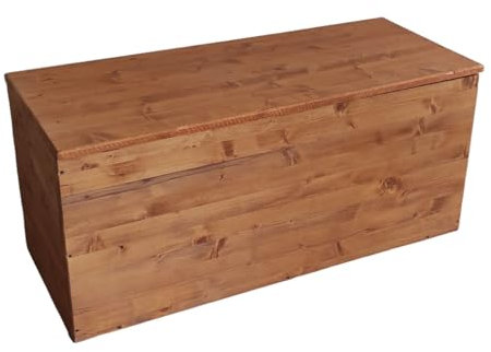 Baúl en Madera Natural, Modelo Francesca, Baúl con Tapa para Interior y Exterior, Disponible en Varios Medidas