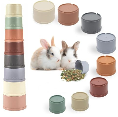 8 vasos apilables, vasos apilables de conejos, vasos apilables para conejos, juguetes para ocultar alimentos y diversión en el tiempo de juego, tazas apilables para conejos animales pequeños