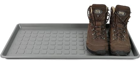 DIVCHI Grey Plastic Boot Tray With Raised Edges | Multipurpose Entryway Shoe Tray | Pet Food Mat | Tools Storage