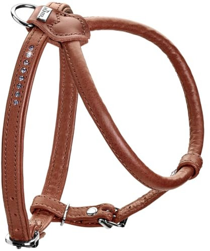 HUNTER Pettorina per cani Round & Soft Canadian UP, colore: Cognac, morbida pelle morbida, cuciture rotonde, sostenibile, Made in Germany, taglia: S/1