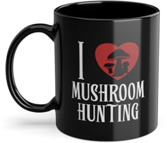 I love Mushroom Hunting Identificazione Cacciatore Tazza Di Caffè | Raccogliere Mangimi Cerca Funghi Tazza Nero (08557W)
