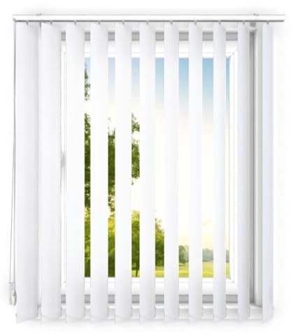 time4blinds - Vertical blinds - Slats for office workstations - Bedroom Blinds - Kitchen Blinds - Complete Set with Vertical Blind Slats & Rail - 175x200 cm - Classic white