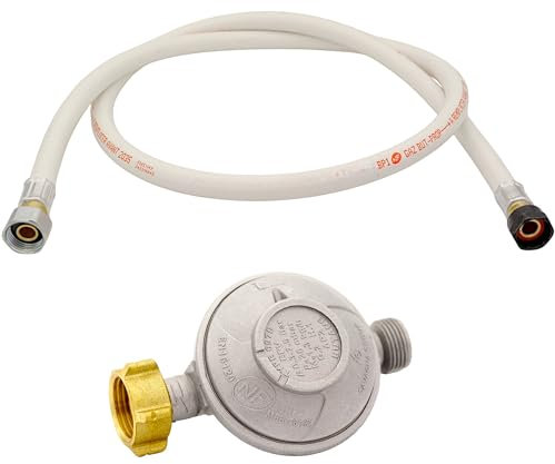 Kit Détendeur Gaz Butane 28 mbar + Tuyau Flexible 1,5 m | Compatible Butane 13 kg | Raccords 20/150 & G1/2 | Barbecue, Plancha, Chauffe-Eau