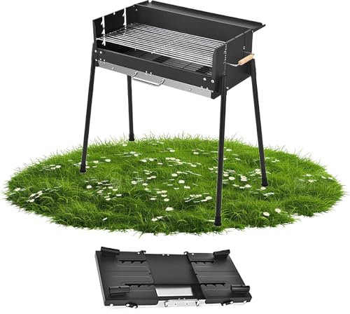 PQPQLI Barbecue A Carbone Richiudibile Barbecue Portatile con Griglia in Acciaio Inox Regolabile in Altezza Griglia BBQ Carbonella Dotato di Gambe Smontabili Cassetto per Cenere(Without Handbag)