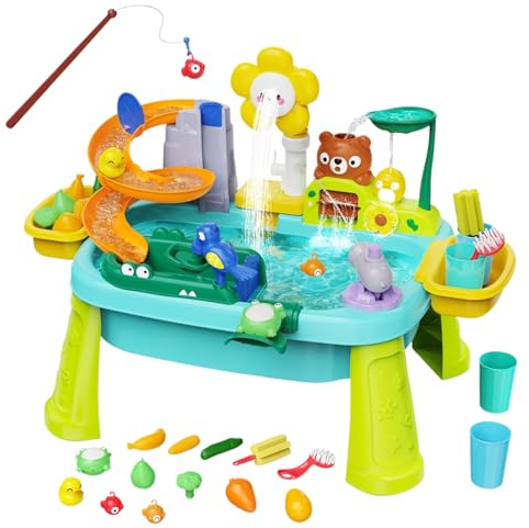 Generico Tavolo Acqua e Sabbia, Tavola della Acqua per Bambini, Tavolo da Gioco per Sabbia e Acquas, con Pompa Elettrica, Giocattolo da Spiaggia Esterno per Bambini, Ragazze e Ragazzi