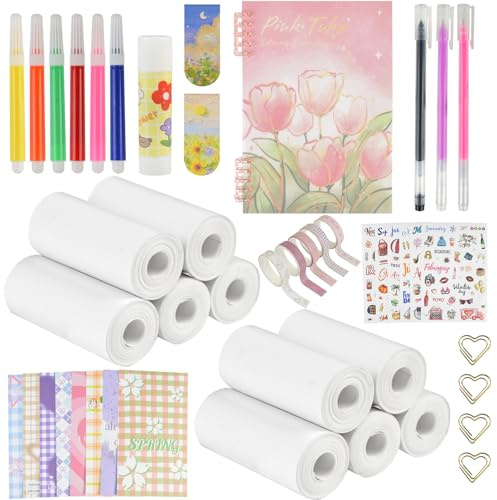 10Rolls Kids Camera Instant Refill Print Paper Set, Instant Digital Camera Print Thermal Paper Roll Refill & DIY Journal Kit For Kids, Photomaker Kit with Scrapbook Diary Supplies for Girls Boys Gifts