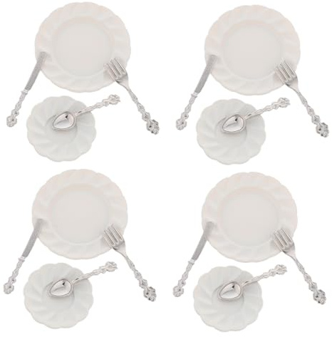 BESPORTBLE Vajilla De Aleación En Miniatura Accesorios De Cocina De Aleación Platos De Cena En Miniatura Vajilla De Cena para Casa De Muñecas Accesorios De