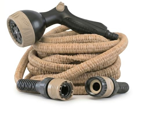 LIVLIG Manguera flexible 7,5 m Made in Italy – tubo extensible 1/2 con conectores y pistola multifunción – Beige