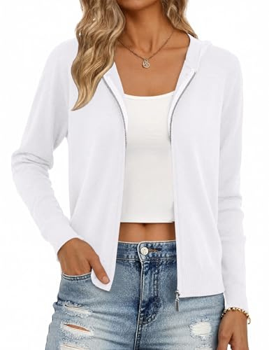 Aottori Cardigan Zippé Femme Capuche Manches Longues Coupe Classique Hiver | Maille tricotée, capuche avec fermeture zippée, coupe cardigan, adapté au quotidien voyage ou loisirs, pour les déplacements