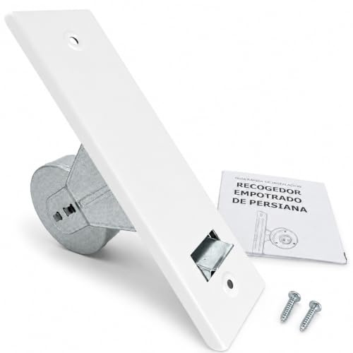 Recogedor de Persiana Empotrado con Frontal de Aluminio Blanco, Mecanismo 18,8 x 4,8 x 11 cm, Repuesto para Cinta hasta 22 mm con Tornillos y Guía, Enrollador Embutir/Encastrar