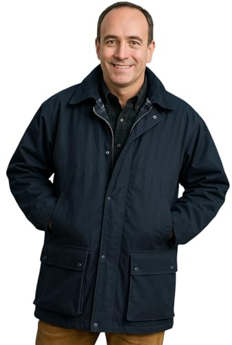Game Technical Apparel Men's Premium British Wax Jacket – Unpadded, Water-Repellent & Windproof with Detachable Hood & Tartan Lining