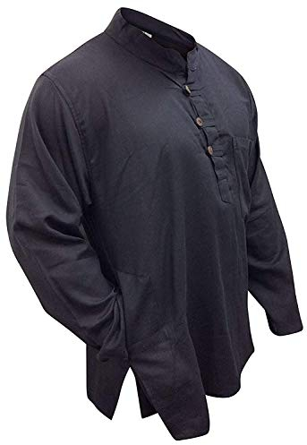 SHOPOHOLIC FASHION Leicht Hippie Festival Großvater Shirt - Schwarz, M