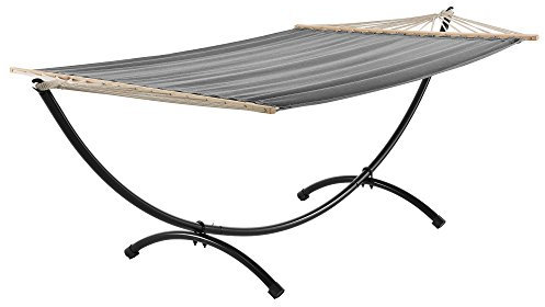 casa.pro Amaca da Giardino con Struttura di Base, Lettino Sospeso con Tessuto Traspirante e Travi - Grigio