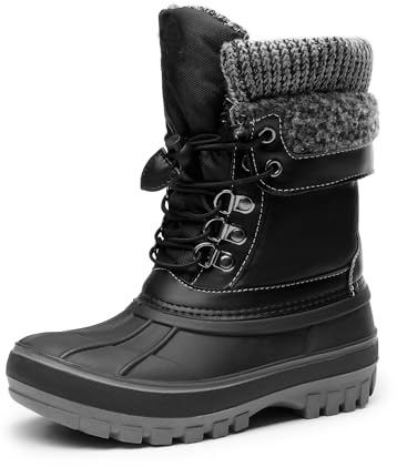 DREAM PAIRS Bottes Enfant Fille Garçon de Neige Imperméables Chaudes Antidérapantes Mi-Mollet pour Hiver et Activités Extérieures,Size 33.5,Noir,KMONTE-1