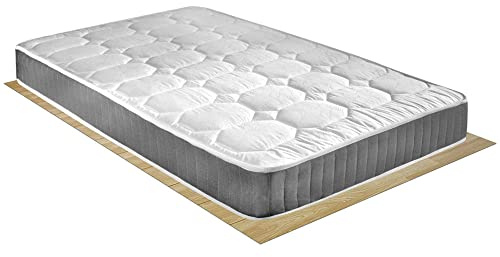 Comprarredo Materasso rigido a molle in acciaio Panama una piazza e mezza 120x190, alto 19 cm anallergico e antiacaro in cotone trapuntato bianco e fascia 3D traspirante