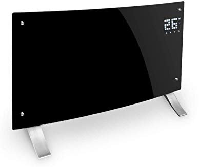 Klarstein Bornholm Curved Smart - Convection Heater, LED Display, Touch Display, Timer, App Control, 2 Heating Levels 1000 & 2000 Watts, Thermostat 5 - 45 ° C, Temperature Display, Eco Mode - Black