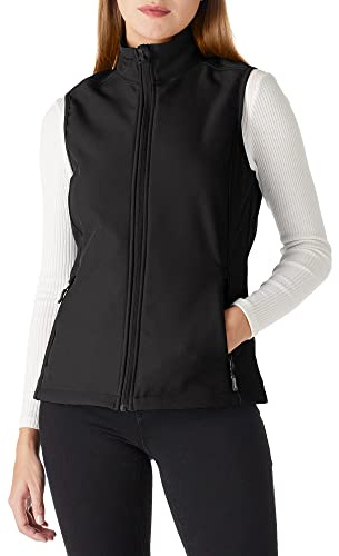 Outdoor Ventures Women's Softshell Gilets Lightweight Sleeveless Jacket Waterproof Windproof Running Vest Fleece Lined Outwear for Cycling Hiking Golf Black L/UK14