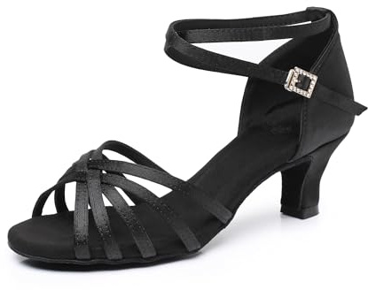 Rosefinch Scarpe da Ballo Latino per Le Donne Nero Professionale Scarpe da Ballo Sala da Ballo Partito Salsa Danza Pratica Prestazioni Scarpe Taglia（A01G）