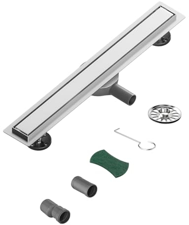 Neodrain Duschrinne 70cm Edelstahl Bodenablauf - 360° Siphon Duschablauf Extra Flach mit Geruchsstop Haarsieb und Adapter Für Bad