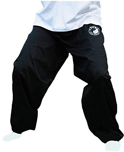 Rubruan Kampfsport Taiji Training Hose - Chinesische Kampfkunst Chenjiagou Tai Chi Kung Fu Qigong Shaolin Weite Beine Knickerbocker Graziöse Uniform für Damen Herren (Schwarz, L)