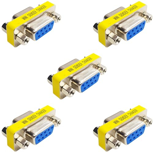 DIYables 5-Pack Female-to-Female RS232 Gender Changer, D-sub 9-pin, PC Adapter