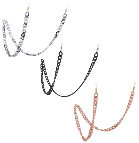 MEMOFYND 3 Cadenas para Gafas de Sol, Cordón Ajustable y Antideslizante para el Cuello, Moda (Negro, Gris, Rosa)