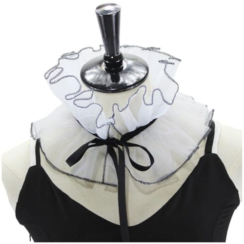 Wudaizhi Victoriano Vintage Organza Agaric Ruffles Stand Fake Collar Cosplay Ruff Collar De Cuello De Cuello para Mujeres