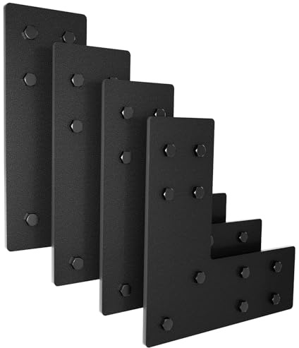 4packs Black L Brackets Corner Brace 90 Degree Right Angle Metal Heavy Duty Angle Bracket for Wood Furniture Shelf Cabinet Repair Support Joint Fastener with Screws 7.5x7.5x3” Large Connector